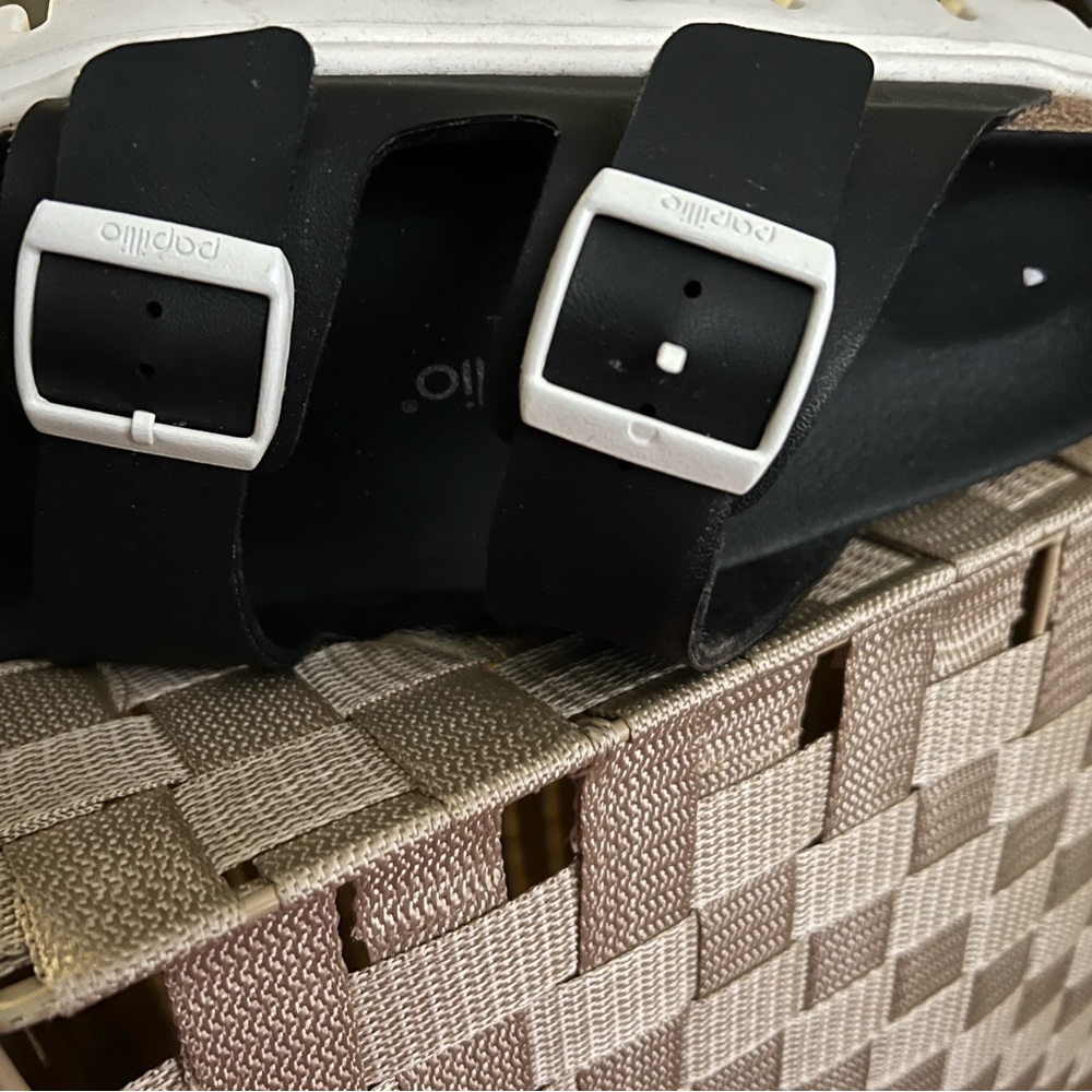 Papillio Black Sandals with Cream Buckles